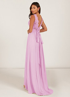 Azazie Gertrude Bridesmaid Dresses Candy Pink A-Line Lace Chiffon Dress image5