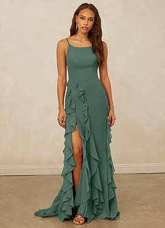 Christian Siriano Bridal for Azazie 1006 Bridesmaid Dresses Sea Moss Mermaid Ruched Chiffon Dress image3