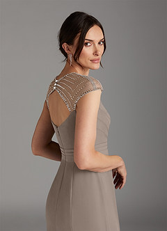 Azazie Blanchett Mother of the Bride Dresses Taupe Mermaid Sequins Chiffon Dress image6