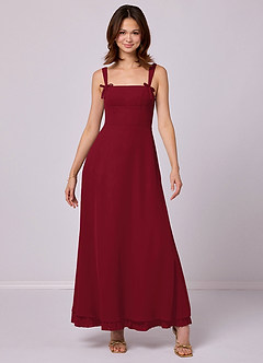 Barbie ♥ Azazie Bridesmaid Dresses Burgundy A-Line Pleated Chiffon Dress image3