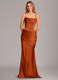 Azazie Pelagia Suknie dla druhen Syrena Gorset Satyna elastyczna Do ziemi Sukienka image6