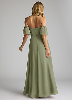 Azazie Sue Kleider zum Anprobieren zu Hause Wandelbar A-Linie Schulterfrei Chiffon Kleid Matcha image4