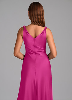 Azazie Nerine Brudtärnklänningar Klä av A-Linje i Stretch Satin Plisserad Fuchsia image2