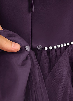 Azazie Tinie Flower Girl Dresses Plum Ball-Gown Bow Tulle Dress image8