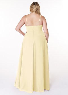 Azazie Moira Bridesmaid Dresses Lemon Sorbet A-Line Scoop Chiffon Dress image9