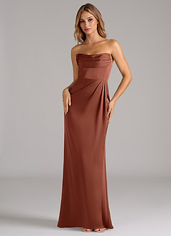 Azazie Johana Bridesmaid Dresses Clay Mermaid Off the Shoulder Stretch Satin Convertible Dress image5