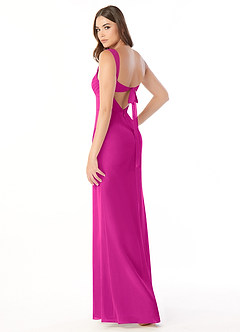 Azazie Audre Vestidos de damas de honor Vestido de Fucsia de Gasa de Corte Sirena con Plisado image4