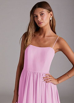 Azazie Calianna Bridesmaid Dresses Candy Pink A-Line Off the Shoulder Chiffon Convertible Dress image2