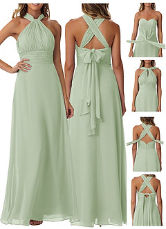 Azazie Fifi Vestidos de damas de honor Vestido de Salvia Polvorienta de Gasa de Corte en A Convertible con Sin tirantes image9