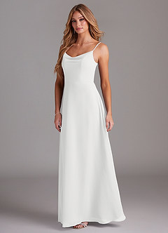Azazie Daenerys Bridesmaid Dresses White A-Line Cowl Chiffon Dress image4