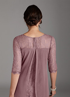 Azazie Flo Abiti per la Madre della Sposa Abito A-Line in Chiffon Pizzo Rosa Polverosa image5