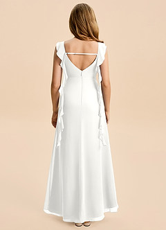 Azazie Cindy Junior White A-Line Ruched Chiffon Dress image5