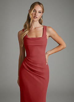 Azazie Asa Bridesmaid Dresses Rust Sheath Corset Chiffon Dress image3