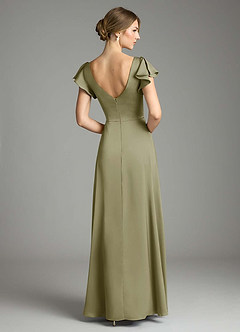 Azazie Omari Bridesmaid Dresses Pistachio A-Line Stretch Satin Dress image2