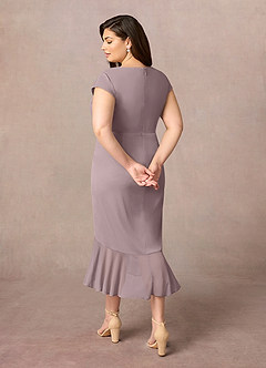 Azazie Renetta Mother of the Bride Dresses Dusk Sheath V-Neck Pleated Mesh Dress image11