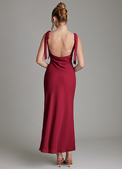 Azazie Luddie Bridesmaid Dresses Burgundy Mermaid Bow Chiffon Dress image5