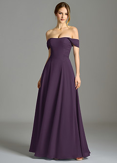 Azazie Oasis Bridesmaid Dresses Plum A-Line with Pockets Chiffon Dress image1