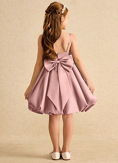 Azazie Davine Flower Girl Dresses Rose Gold A-Line Spaghetti Strap Matte Satin Dress image8