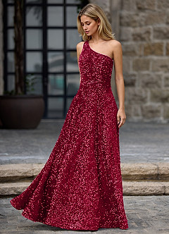 Opulent Burgundy Velvet Sequins Prom Dress image4
