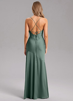 Azazie Grata Bridesmaid Dresses Sea Moss Mermaid Side Slit Stretch Satin Dress image2