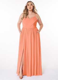 Azazie Cora Bridesmaid Dresses Sunset A-Line Pleated Chiffon Dress image6