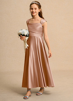 Azazie Bundle Junior Formal Flower Girl Klänningar Klä A-Line i Matt satäng Plisserad image5