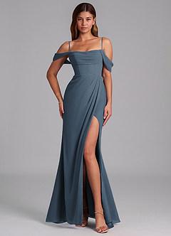 Azazie Johana Jurken voor bruidsmeisjes Converteerbaar Jurk van Chiffon met Zeemeermin Off the Shoulder Neptunus image4