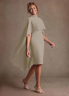 Azazie Irna 신부의 어머니 드레스 컬럼 쉬폰 무릎 길이 드레스 image5