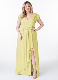 Azazie Omari Bridesmaid Dresses Lemon Sorbet A-Line Chiffon Dress image7
