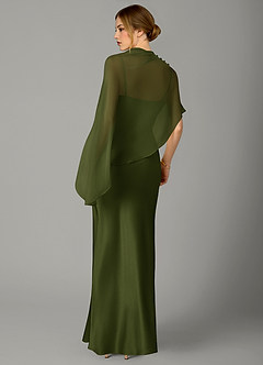 Azazie Jaleesa Robes de demoiselle d'honneur Robe Fourreau en Satin extensible Col haut Olive image6