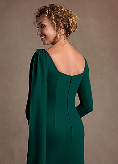 Azazie Merian Suknie dla Matki Panny Młodej Kolumna Pofałdowany Rozciągliwy Krep Długość do kolan Sukienka image6