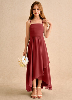 Azazie Twilight Dance Girls Formal Blumenmädchenkleider A-Linie Plissee Chiffon Kleid Rost image5