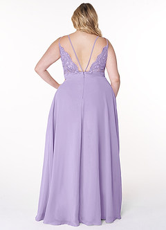 Azazie Lennon Bridesmaid Dresses Lilac A-Line Lace Chiffon Dress image8