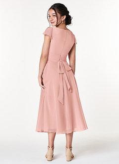 Azazie Payton Junior Vestido de Eucalipto de Gasa de Corte en A con Lazo image2