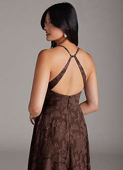Azazie Davis Bridesmaid Dresses Ganache A-Line Pleated Floral Burnout Dress image6