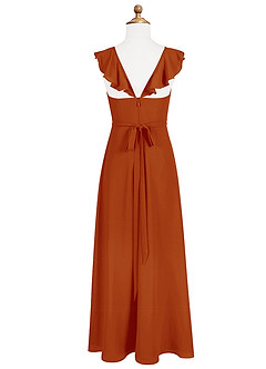 Azazie Emily Junior Paprika A-Line Ruched Chiffon Dress image6