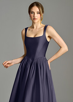 Azazie Verina Bridesmaid Dresses Stormy A-Line Pleated Stretch Satin Dress image2