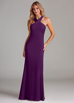 Azazie Doretta Bridesmaid Dresses Grape Mermaid Pleated Chiffon Dress image3