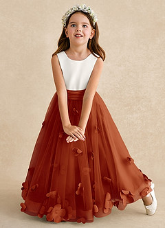 Azazie Vi Flower Girl Dresses Paprika A-Line Sleeveless Tulle Dress image6