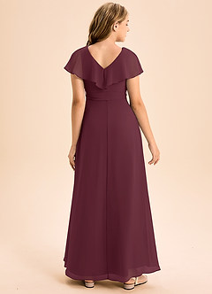 Azazie Lainey Junior Cabernet A-Line with Pockets Chiffon Dress image2