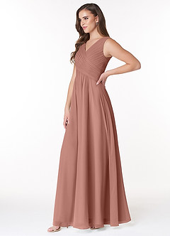 Azazie Flora Bridesmaid Dresses Cedar Rose A-Line Pleated Chiffon Dress image3
