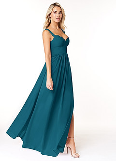 Azazie Cleobella Bridesmaid Dresses Ink Blue A-Line Sweetheart Lace Chiffon Dress image3