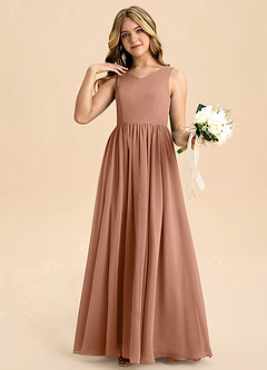 Azazie Hathaway Junior Bronzer A-Line Bow Chiffon Dress image5