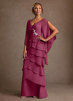 Azazie Arabinda 신부의 어머니 드레스 쉬스 셔링 쉬폰 플로어 길이 드레스 image3