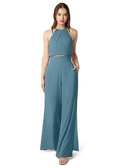 Azazie Kenzi Bridesmaid Dresses Bermuda Pleated Chiffon Jumpsuit image1