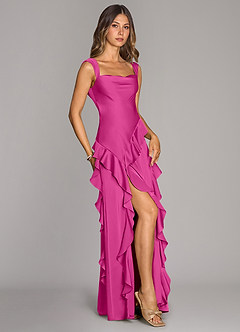 Azazie Sloane Jurken voor bruidsmeisjes Jurk van Stretch Satijn met A-Lijn Sweetheart Halslijn Fuchsia image3