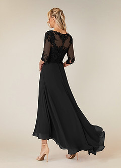 Azazie Monza Mother of the Bride Dresses Black A-Line Lace Chiffon Dress image4
