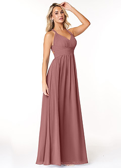 Azazie Ashia Final Sale Desert Rose A-Line Pleated Chiffon Dress image4