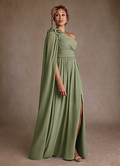 Azazie Lancaster Mother of the Bride Dresses Pistachio A-Line One Shoulder Chiffon Dress image3