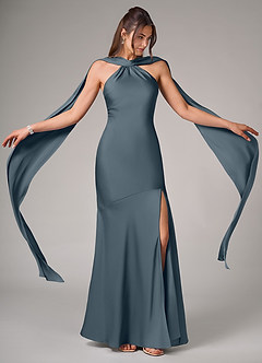 Azazie Kinsley Brautjungfernkleider Meerjungfrau-Linie Seitliche Cut-Outs Stretch-Satin Kleid Zwielichtviolett image2